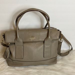 Kate Spade New York grey leather satchel bag.